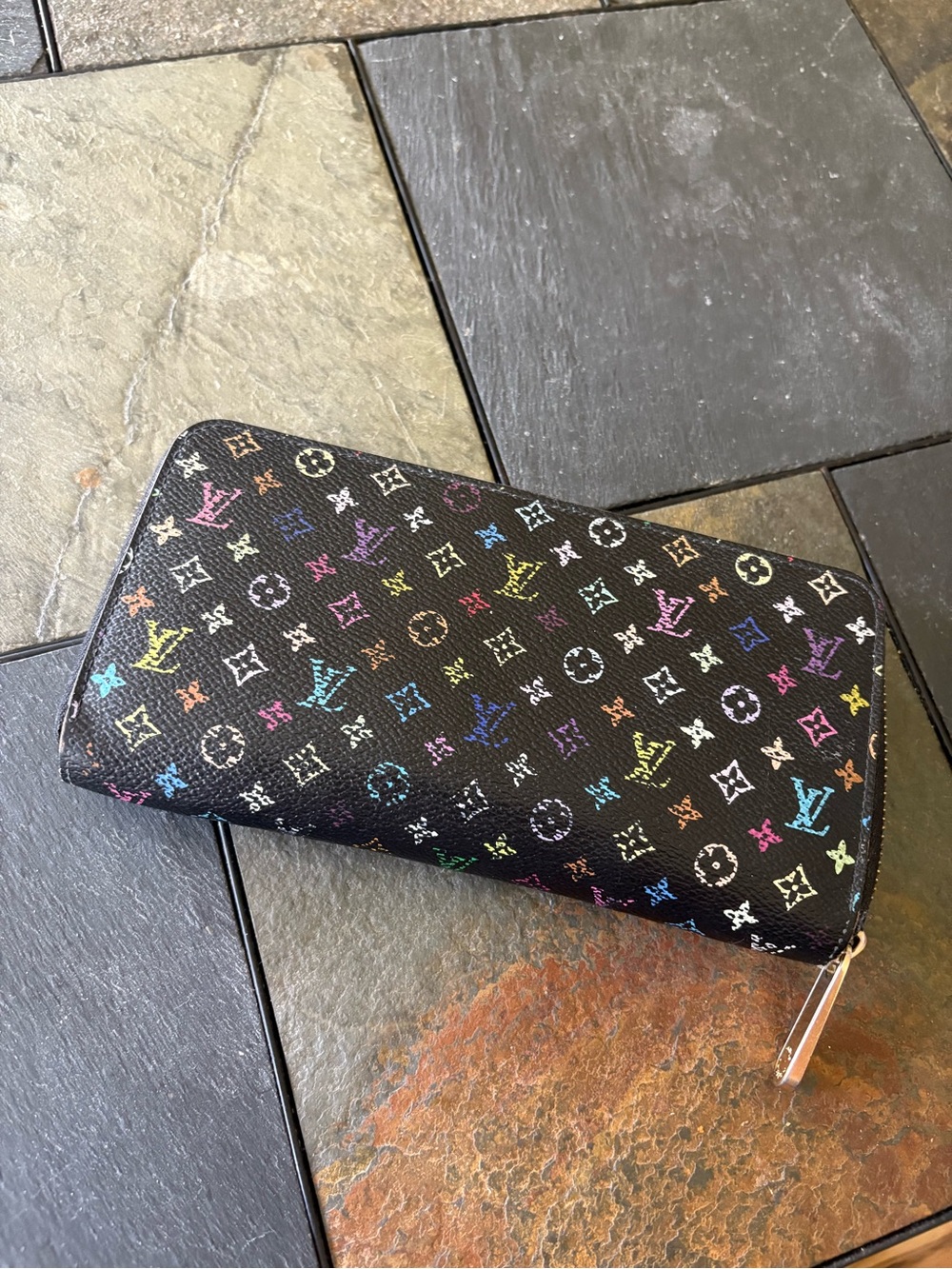 Louis Vuitton Black Multicolor Monogram Zip Around Wallet